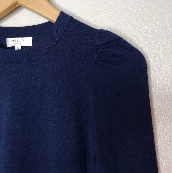 Milly Minis Pullover Ribbed Knit Bubble Cuff Sleeve Detailed Sweater Size 12 - Picture 11 of 13